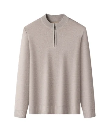 Men's Fleece-Lined Zip-Up Knit Sweater