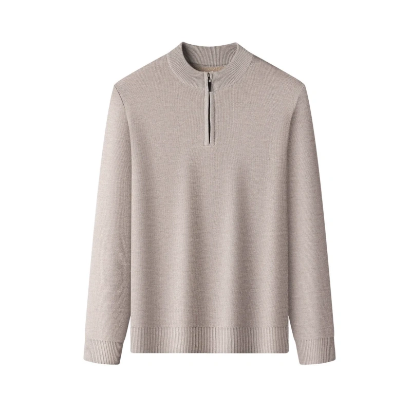 Men's Fleece-Lined Zip-Up Knit Sweater