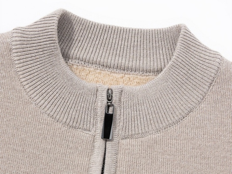 Men's Fleece-Lined Zip-Up Knit Sweater
