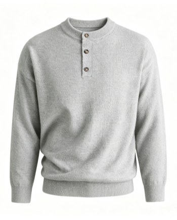 Men's Thick Knit Henley Sweater