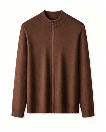 Men's Retro Zip-Up Stand Collar Knit Jacket